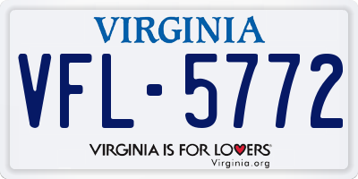 VA license plate VFL5772