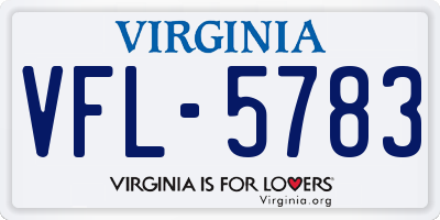 VA license plate VFL5783