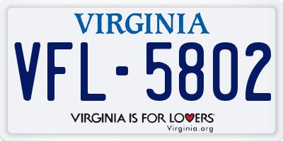 VA license plate VFL5802