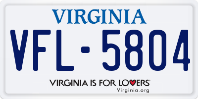 VA license plate VFL5804