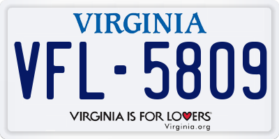 VA license plate VFL5809