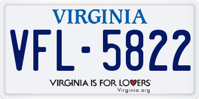 VA license plate VFL5822