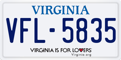 VA license plate VFL5835