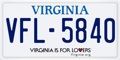 VA license plate VFL5840