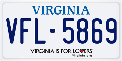 VA license plate VFL5869