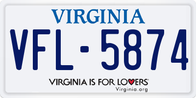VA license plate VFL5874