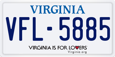 VA license plate VFL5885