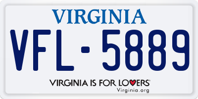 VA license plate VFL5889