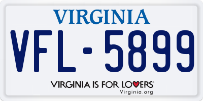 VA license plate VFL5899