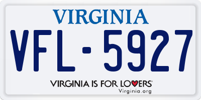 VA license plate VFL5927