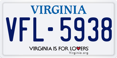 VA license plate VFL5938