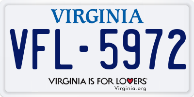 VA license plate VFL5972