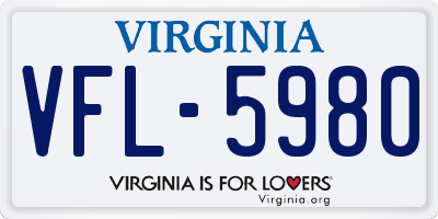 VA license plate VFL5980