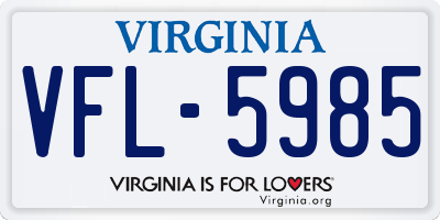 VA license plate VFL5985