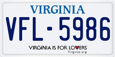 VA license plate VFL5986