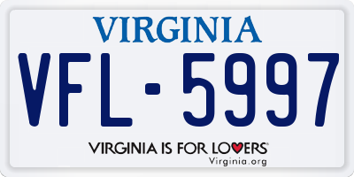 VA license plate VFL5997
