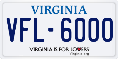 VA license plate VFL6000