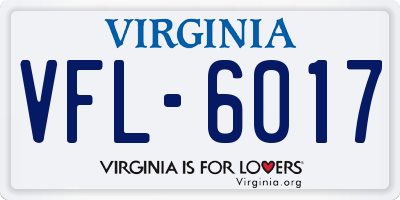 VA license plate VFL6017