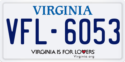 VA license plate VFL6053