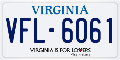 VA license plate VFL6061