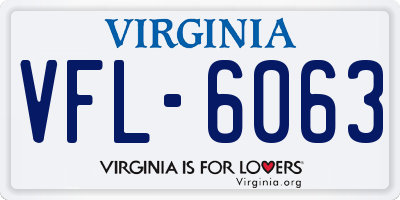 VA license plate VFL6063