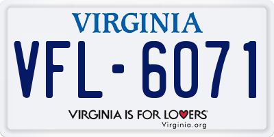 VA license plate VFL6071