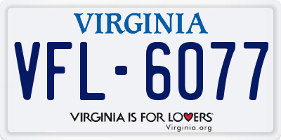 VA license plate VFL6077