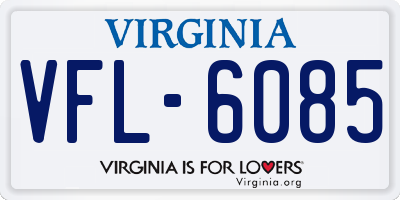 VA license plate VFL6085