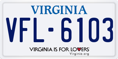 VA license plate VFL6103