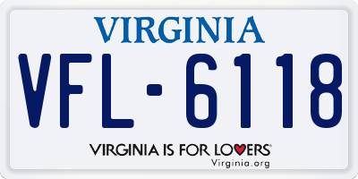 VA license plate VFL6118