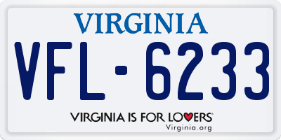 VA license plate VFL6233
