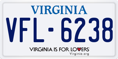 VA license plate VFL6238