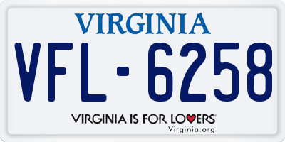 VA license plate VFL6258