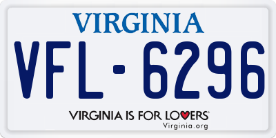 VA license plate VFL6296