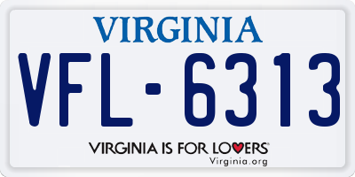 VA license plate VFL6313