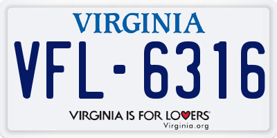 VA license plate VFL6316