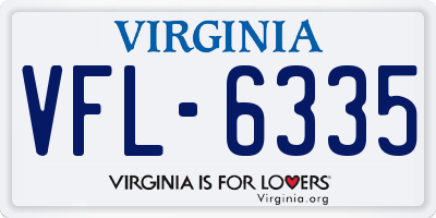 VA license plate VFL6335