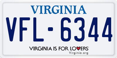 VA license plate VFL6344