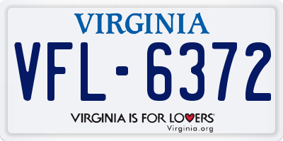 VA license plate VFL6372