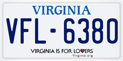 VA license plate VFL6380