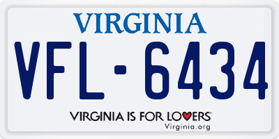 VA license plate VFL6434