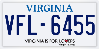 VA license plate VFL6455