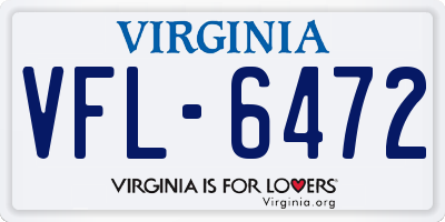 VA license plate VFL6472
