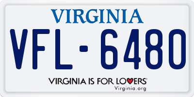 VA license plate VFL6480