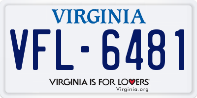 VA license plate VFL6481