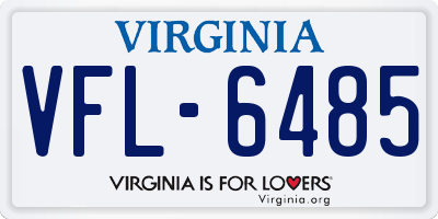 VA license plate VFL6485