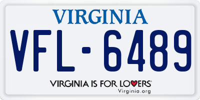 VA license plate VFL6489