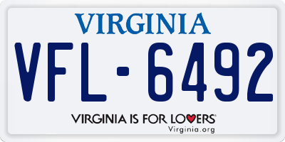 VA license plate VFL6492