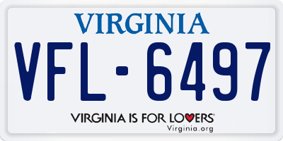 VA license plate VFL6497