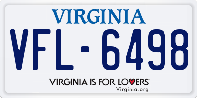 VA license plate VFL6498